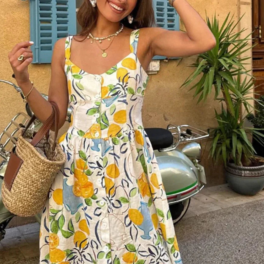 Marseille Lemon Midi Dress