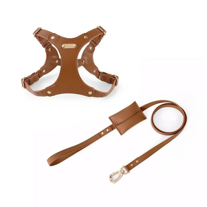 Adjustable Leather Dog Harness with Custom Engraving Azura