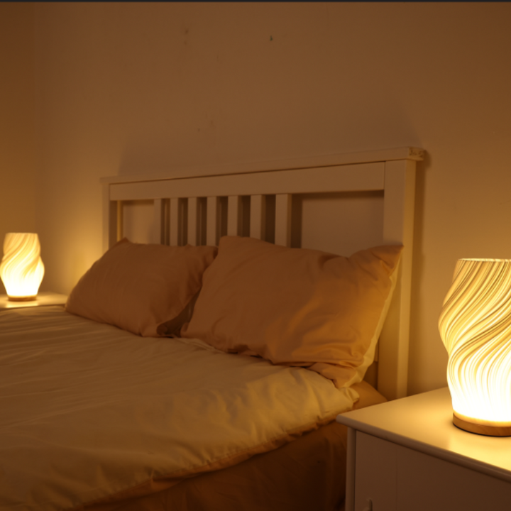 BowLift | LunaSwirl | Luxury Modern Swirl LED Table Lamp – Elegant Ambient Lighting