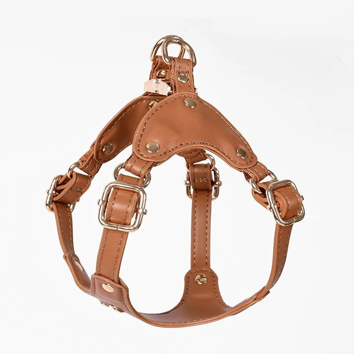 Adjustable Leather Dog Harness with Custom Engraving Azura