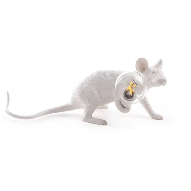 BowLift | Modern LED Animal Table Lamps: Resin Rat, Cat, and Squirrel Night Lights