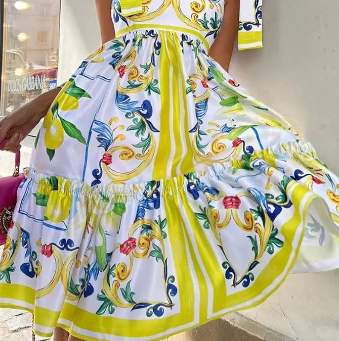 Serena Lace-Up Floral Maxi Dress