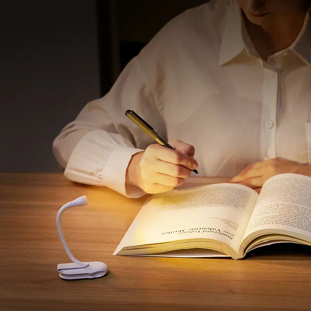 BowLift | Mini Book Light - Portable Clip-On Night Light with USB Charging, Dimmable LED for Bedroom, Eye Protection, and Camping - 360° Flip Clip Book Lamp