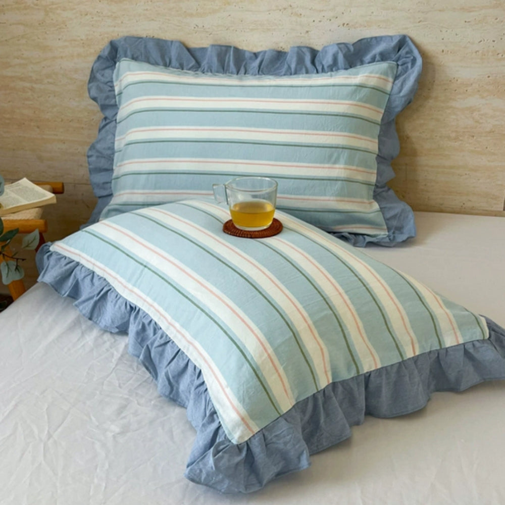 BowLift | Striped Ruffled Lace Pillowcases in Multiple Colors