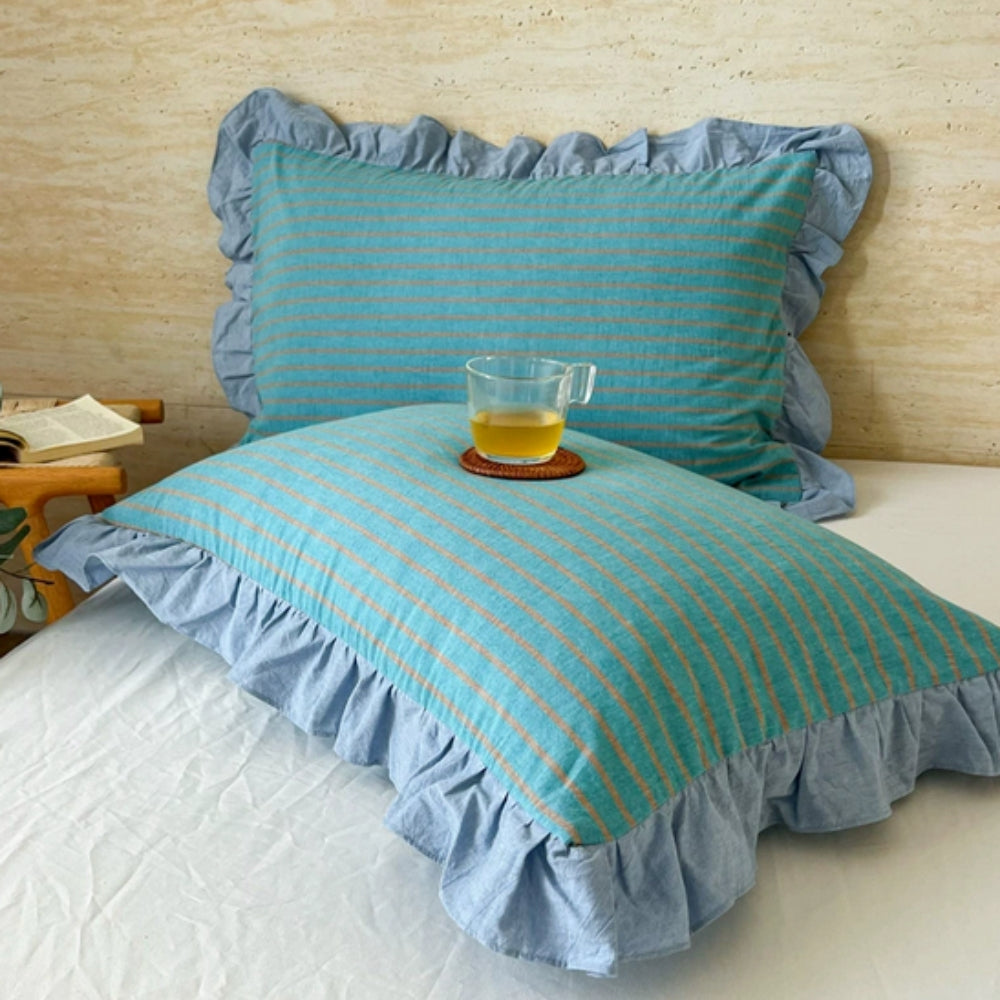 BowLift | Striped Ruffled Lace Pillowcases in Multiple Colors