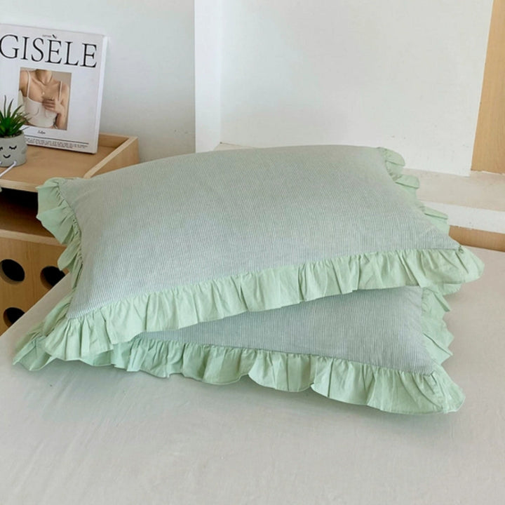 BowLift | Striped Ruffled Lace Pillowcases in Multiple Colors