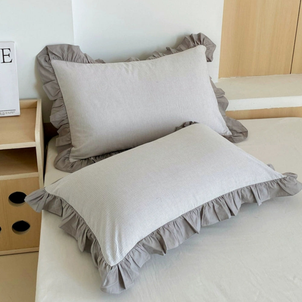 BowLift | Striped Ruffled Lace Pillowcases in Multiple Colors