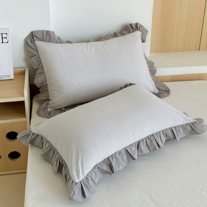 BowLift | Striped Ruffled Lace Pillowcases in Multiple Colors