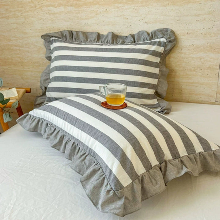 BowLift | Striped Ruffled Lace Pillowcases in Multiple Colors