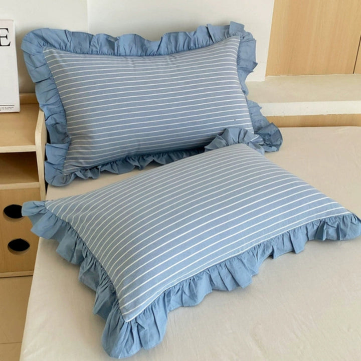 BowLift | Striped Ruffled Lace Pillowcases in Multiple Colors