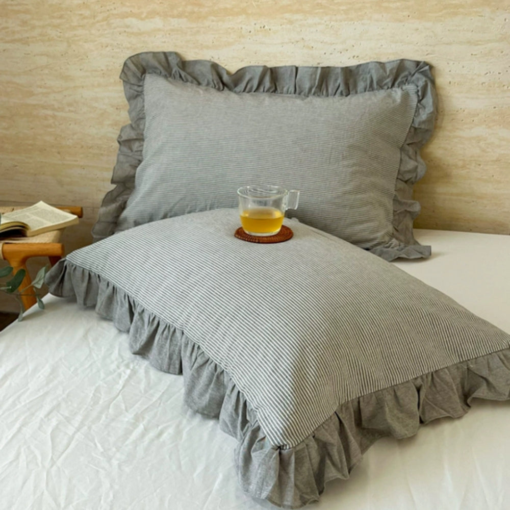 BowLift | Striped Ruffled Lace Pillowcases in Multiple Colors