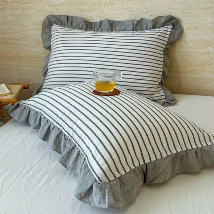 BowLift | Striped Ruffled Lace Pillowcases in Multiple Colors