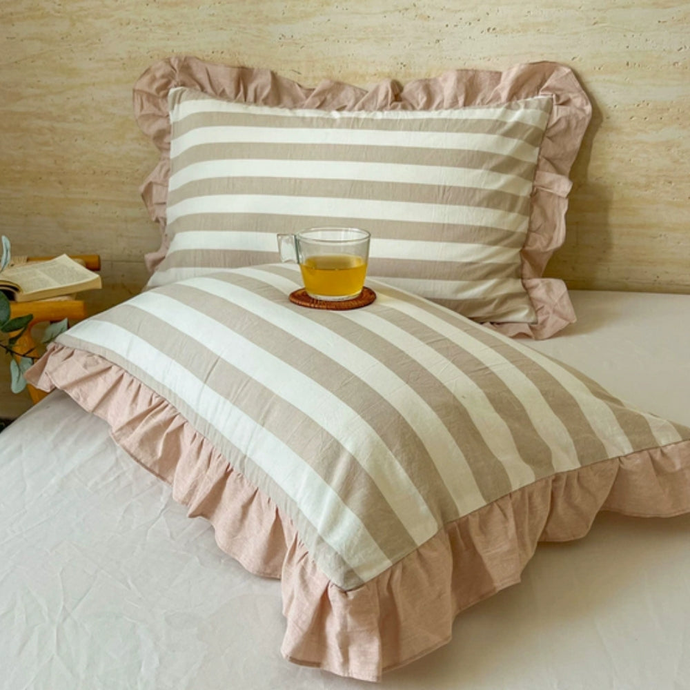 BowLift | Striped Ruffled Lace Pillowcases in Multiple Colors