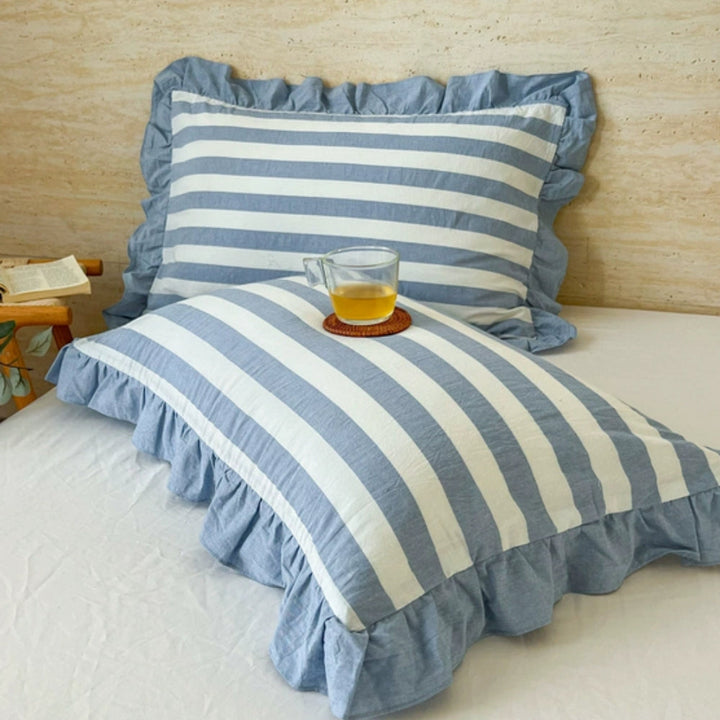 BowLift | Striped Ruffled Lace Pillowcases in Multiple Colors