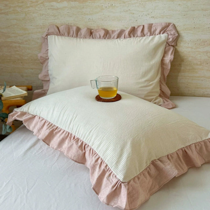 BowLift | Striped Ruffled Lace Pillowcases in Multiple Colors