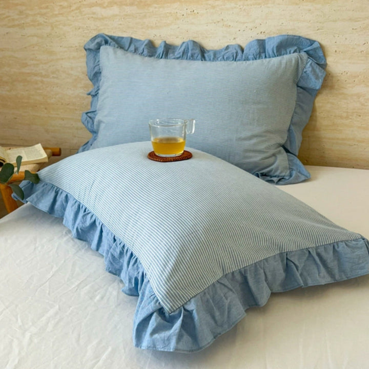 BowLift | Striped Ruffled Lace Pillowcases in Multiple Colors