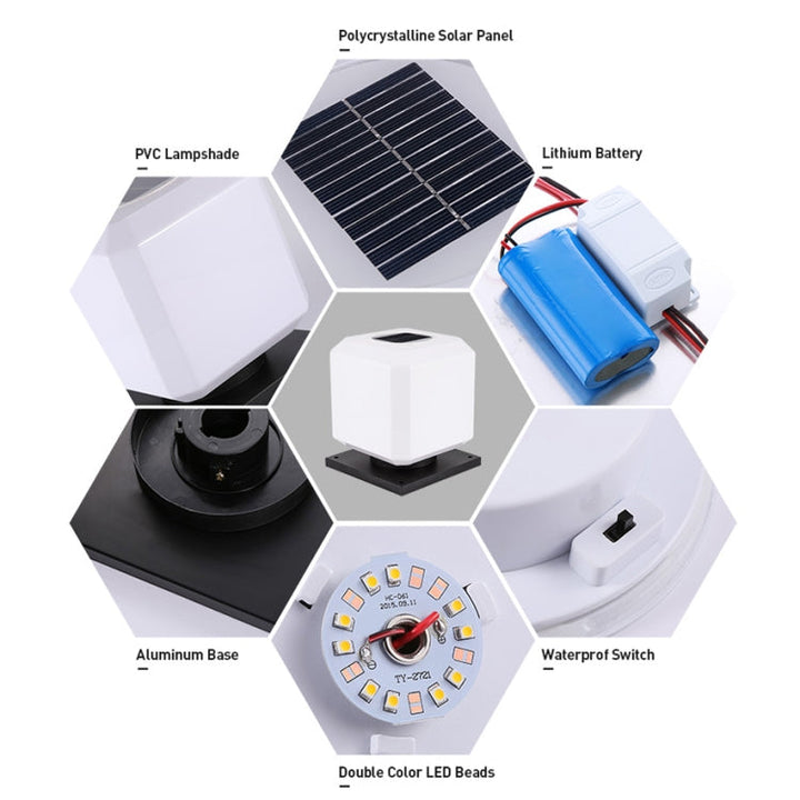 BowLift | 003 Solar Square Outdoor Post Light LED Waterproof Wall Lights, Size: 30cm (Warm Light)