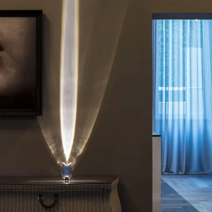 BowLift | Crystal LED Table Lamp "Eye of the Sky" – Italian Designer Nightstand Projector Lamp for Living and Bedroom Decoration