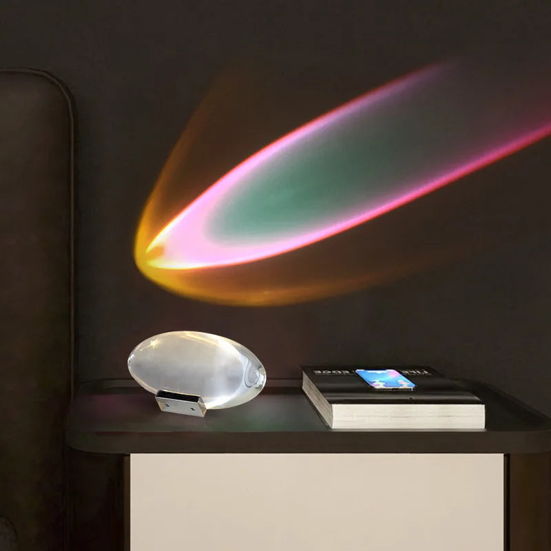 BowLift | Crystal LED Table Lamp "Eye of the Sky" – Italian Designer Nightstand Projector Lamp for Living and Bedroom Decoration