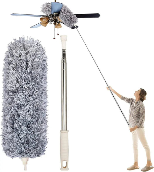 Azura | Telescopic dust duster with extra long microfiber head (Free 3 replacement cleaning heads)