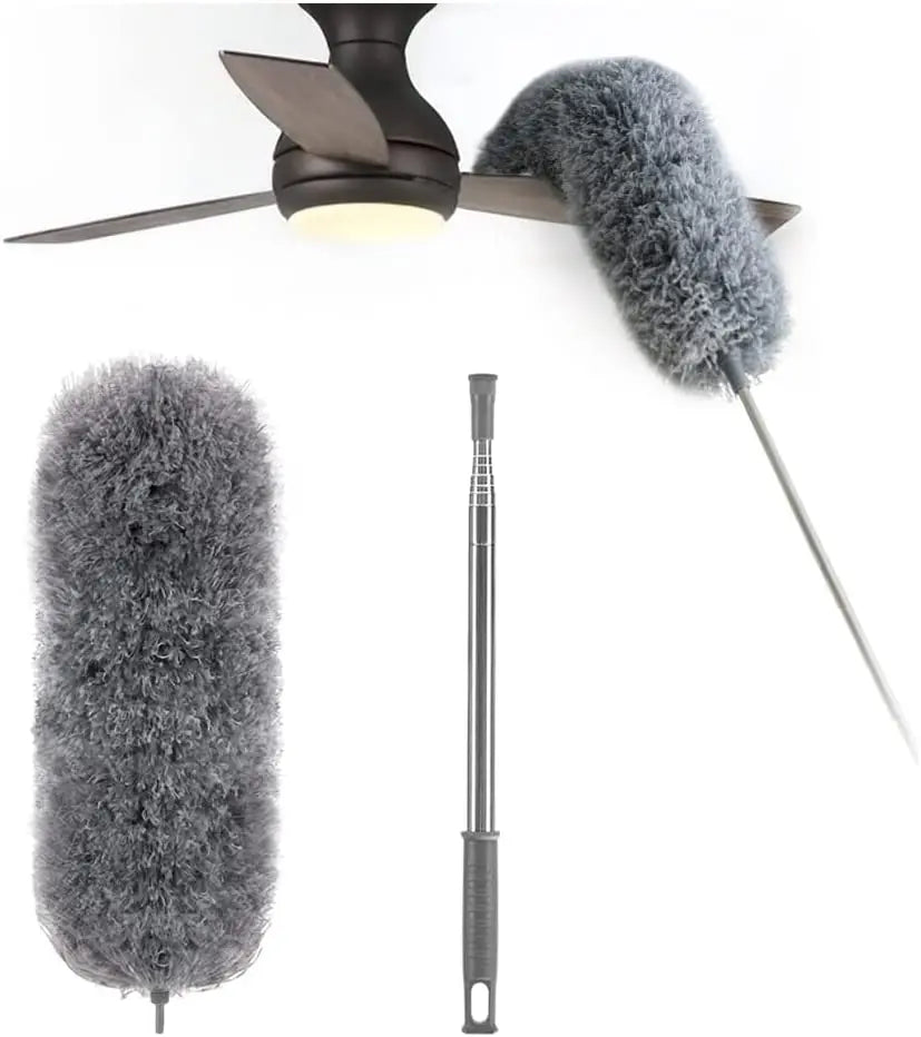 Azura | Telescopic dust duster with extra long microfiber head (Free 3 replacement cleaning heads)