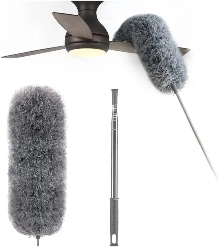 Azura | Telescopic dust duster with extra long microfiber head (Free 3 replacement cleaning heads)