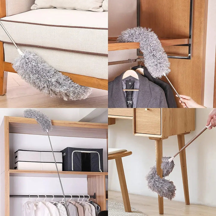 Azura | Telescopic dust duster with extra long microfiber head (Free 3 replacement cleaning heads)