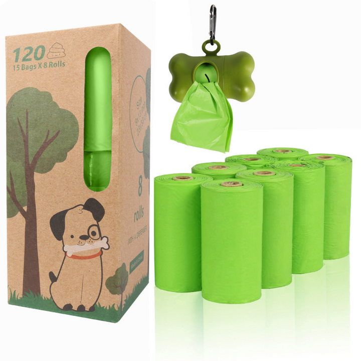 120 Poop Bags with Dispenser Azura