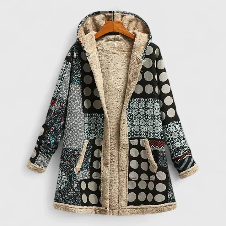 CARRIE – COZY FLORAL HOODED COAT