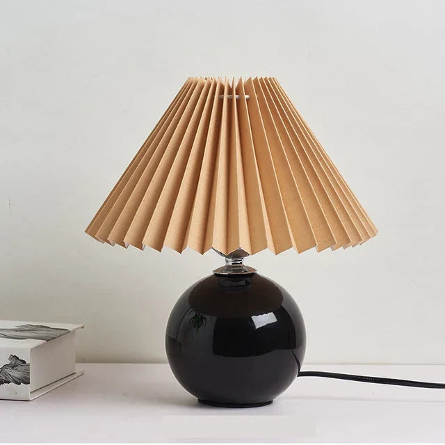 BowLift | Luminous Heritage: Vintage Table Lamp with Pleated Shade – Elegant Antique Retro Nightstand Lighting Solutions