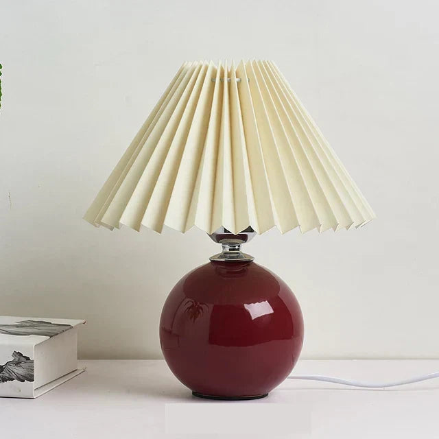 BowLift | Luminous Heritage: Vintage Table Lamp with Pleated Shade – Elegant Antique Retro Nightstand Lighting Solutions