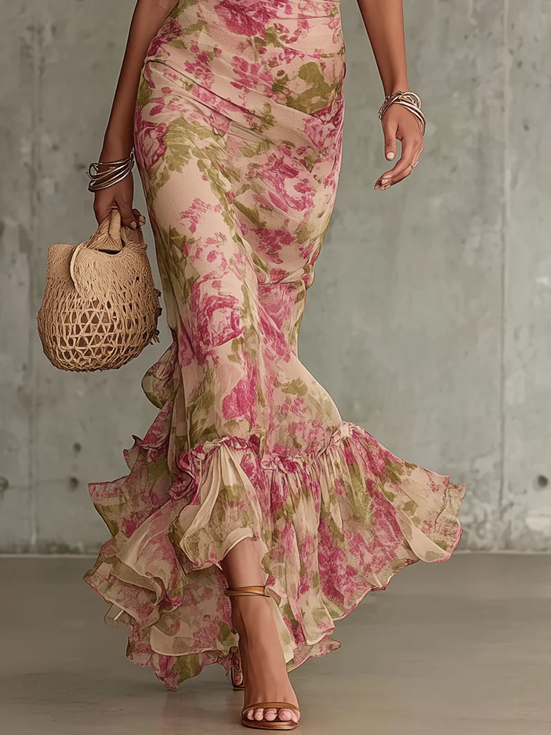 Astrid | Romantic Floral Ruffle Maxi