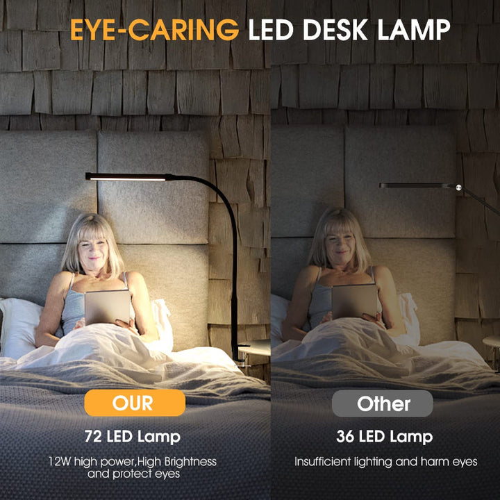 BowLift | LED Desk Lamp with Lamp, eye-friendly Clip-On Lights for the Home Office, 3 Modes 10 Brightness Levels, long flexible Gooseneck, Metal, Swing Arm Architect Task Desk Lamps with USB Adapter, White
