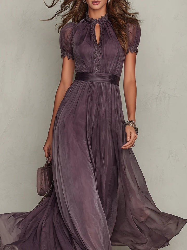 Petra - Elegant Long Dress in Lace and Refined Details