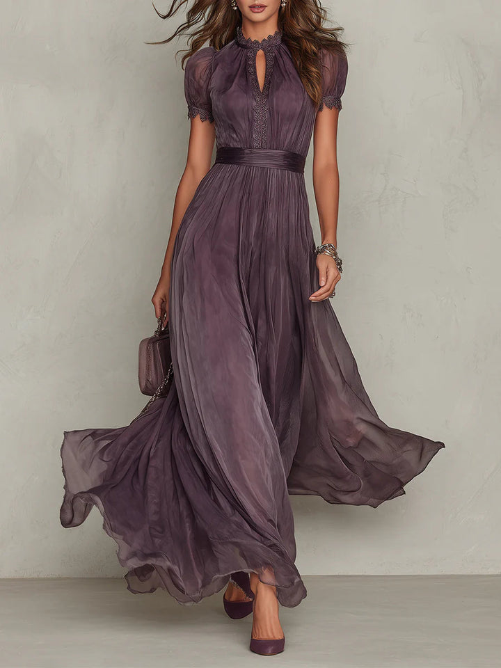 Petra - Elegant Long Dress in Lace and Refined Details
