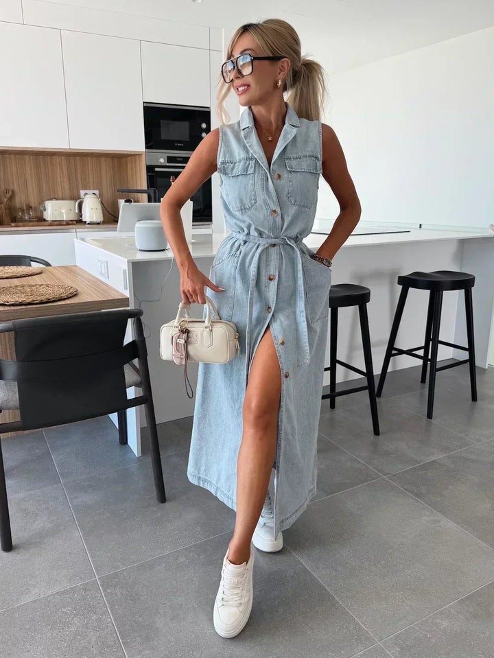 Maxi Denim Dress - Fluid and Timeless Cut