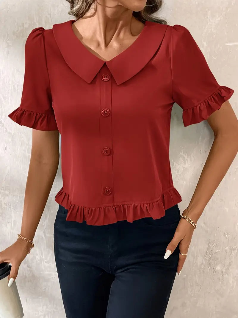 Foteini - Elegant Short Sleeve Blouse