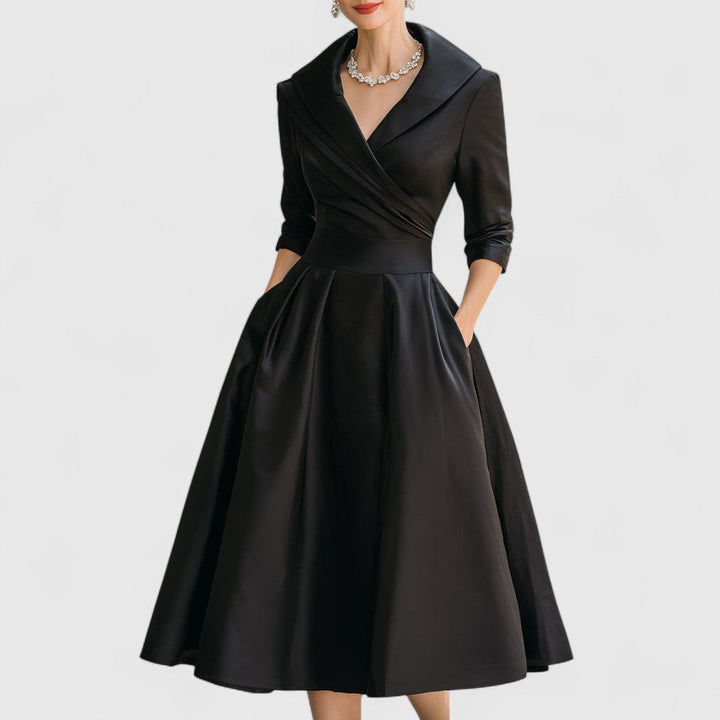 CHARLOTTE – ELEGANT V-NECK A-LINE MID-LENGTH DRESS