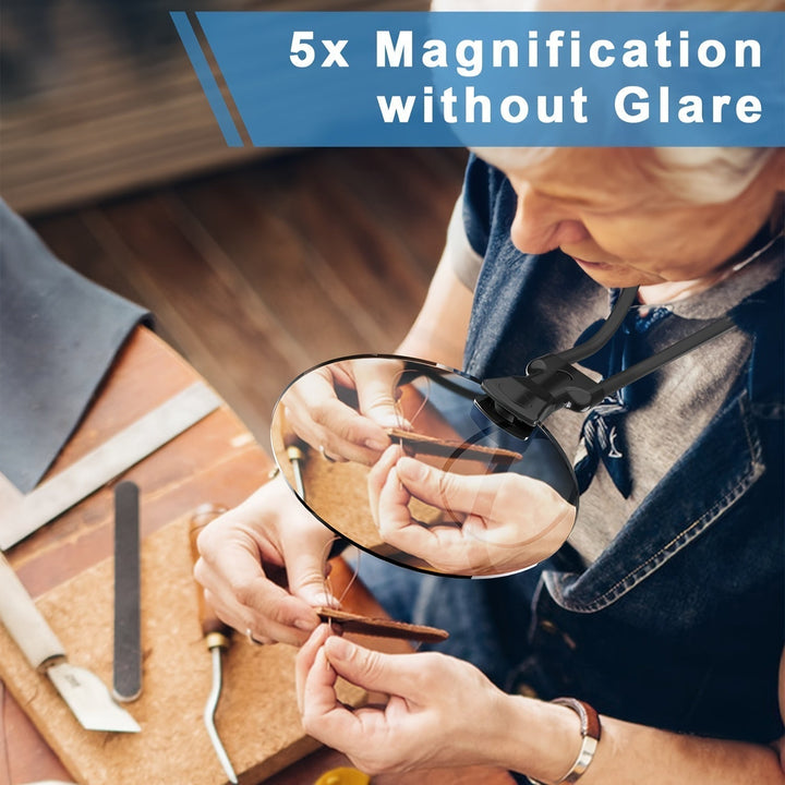Azura | 5X Magnifying Glass Pro – Hands-free adjustable neck loupe for seniors and people with visual impairments – Perfect for reading, sewing, crafting, and inspection