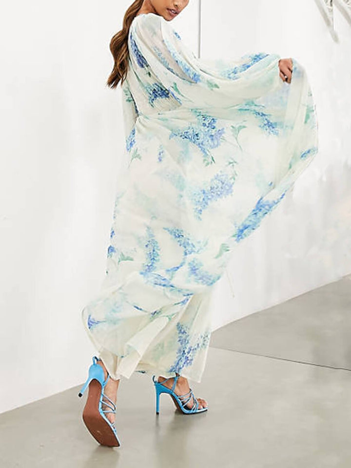 MONROE – OCEAN FLOWER CHIFFON MAXI DRESS