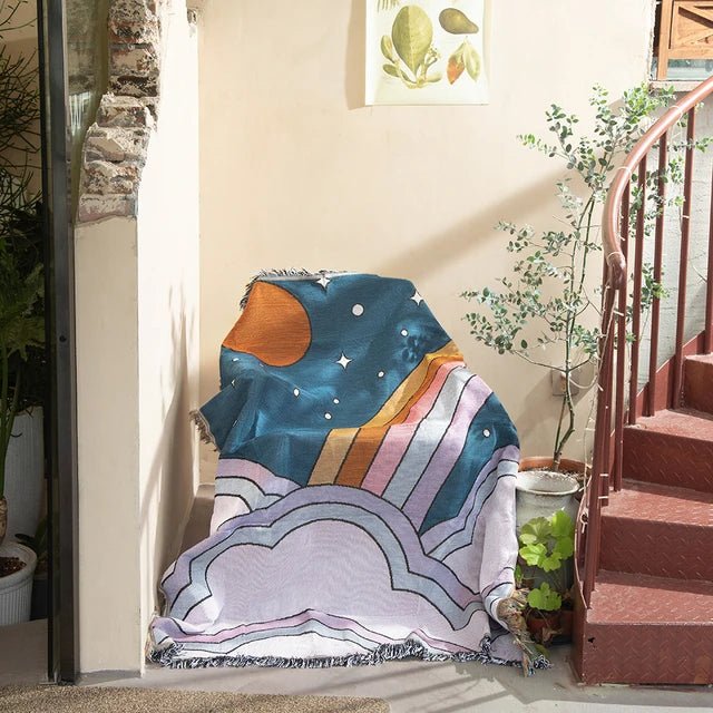 Azura | Abstract Woven Wall Tapestry Throw Blanket