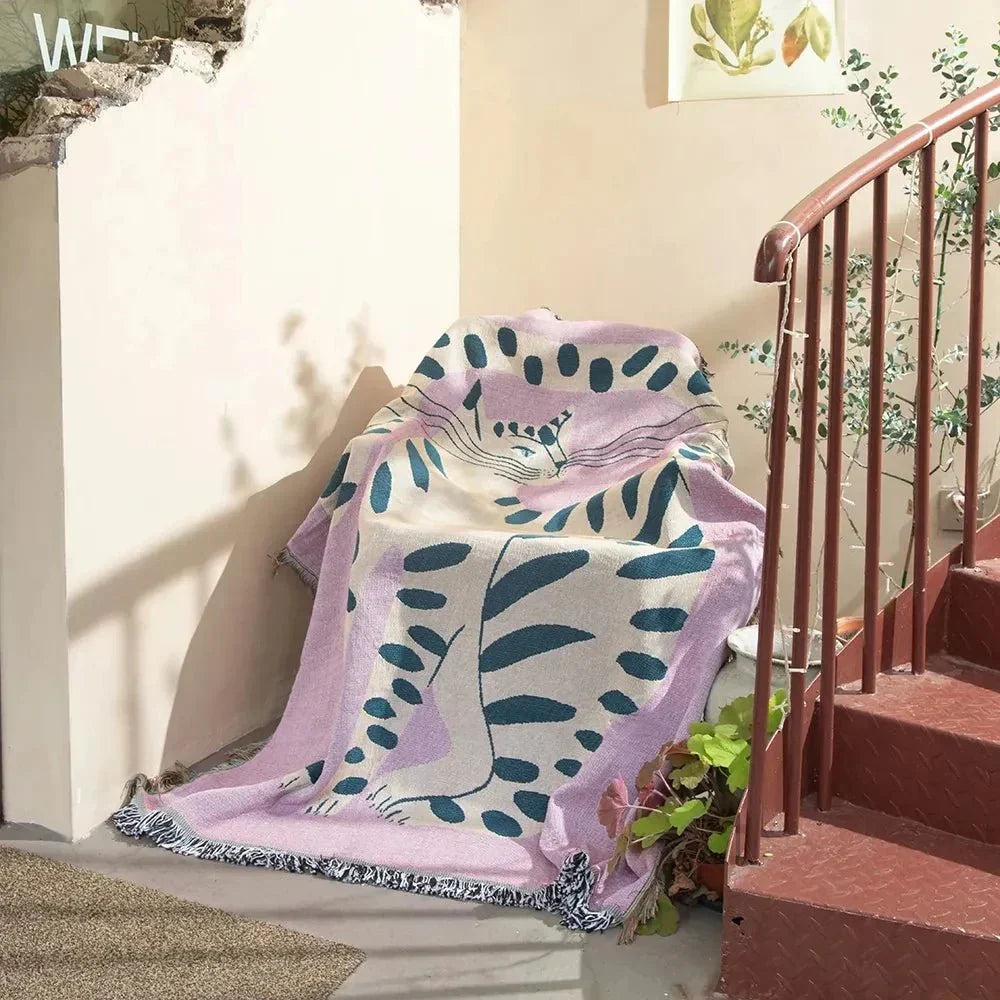 Azura | Abstract Woven Wall Tapestry Throw Blanket