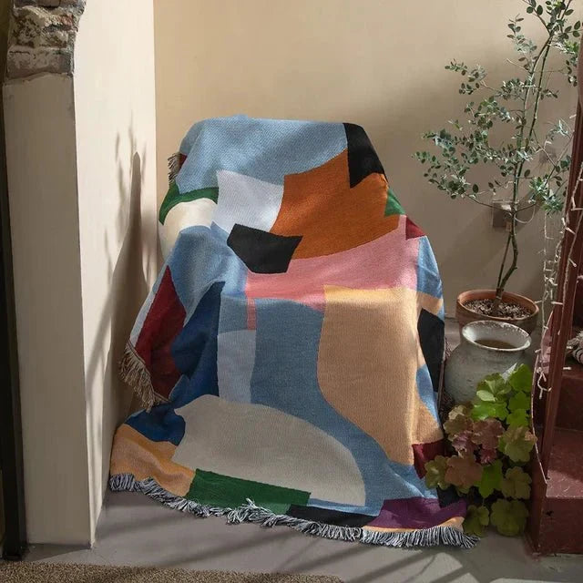 Azura | Abstract Woven Wall Tapestry Throw Blanket