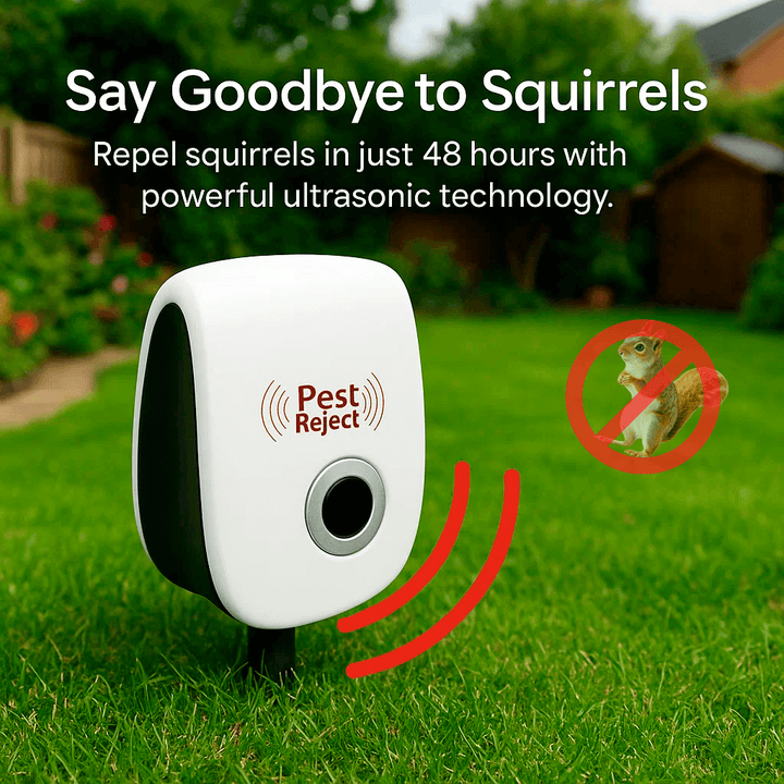 Azura | Ultrasonic Squirrel Repeller Device - Effective Pest Control to Deter Squirrels in 48 Hours for Gardens & Yards