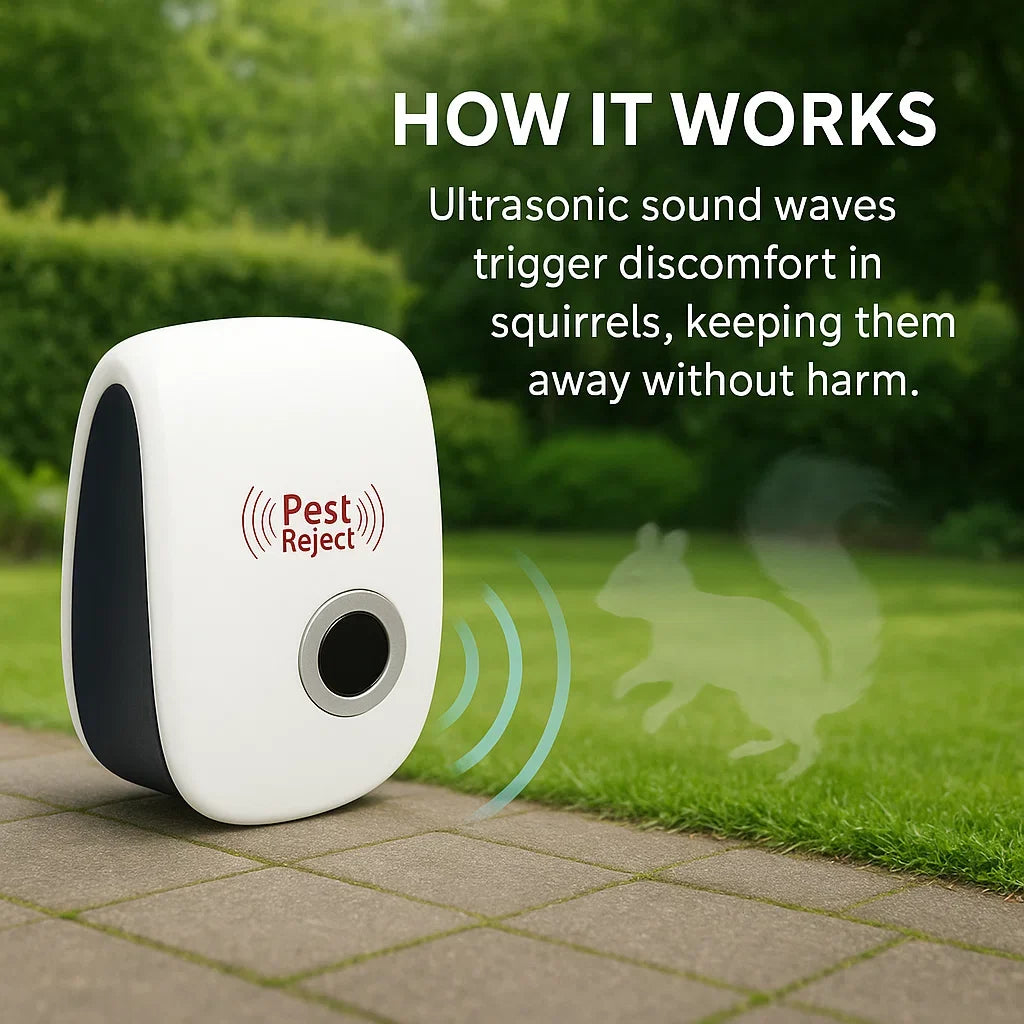 Azura | Ultrasonic Squirrel Repeller Device - Effective Pest Control to Deter Squirrels in 48 Hours for Gardens & Yards