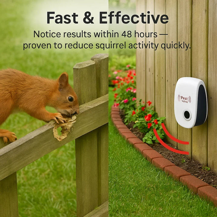 Azura | Ultrasonic Squirrel Repeller Device - Effective Pest Control to Deter Squirrels in 48 Hours for Gardens & Yards