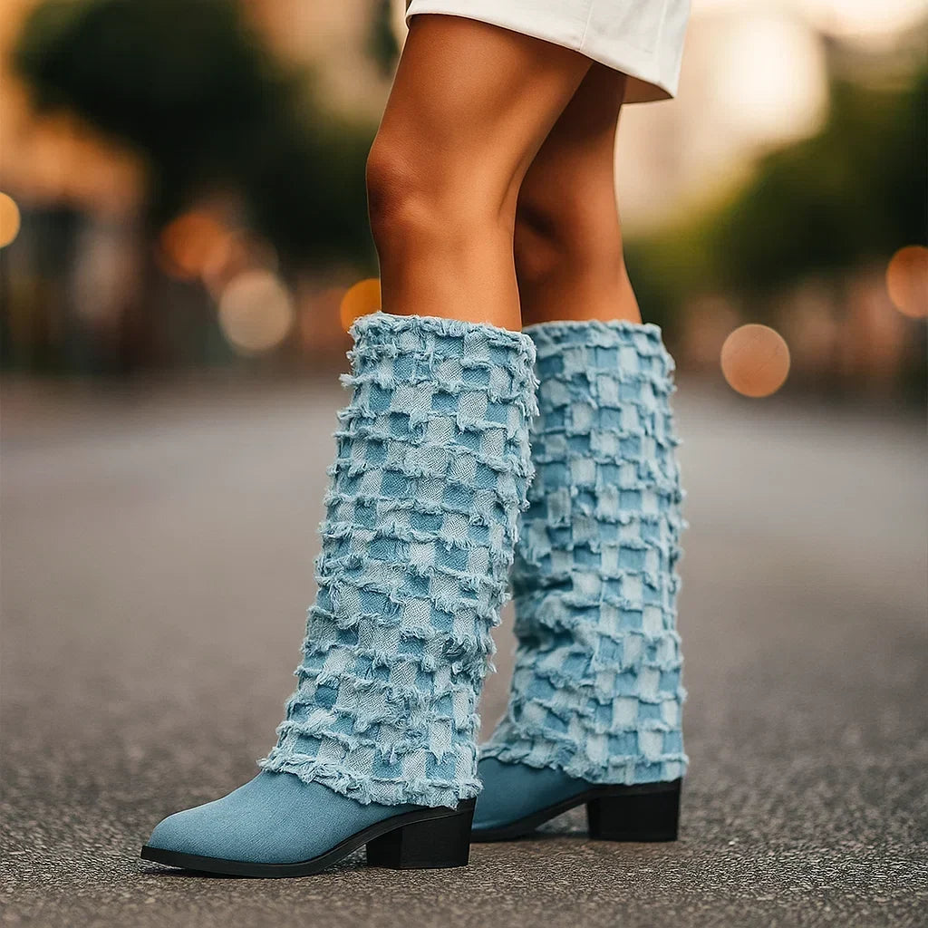 AMELIA MONTROSE DENIM HEELS