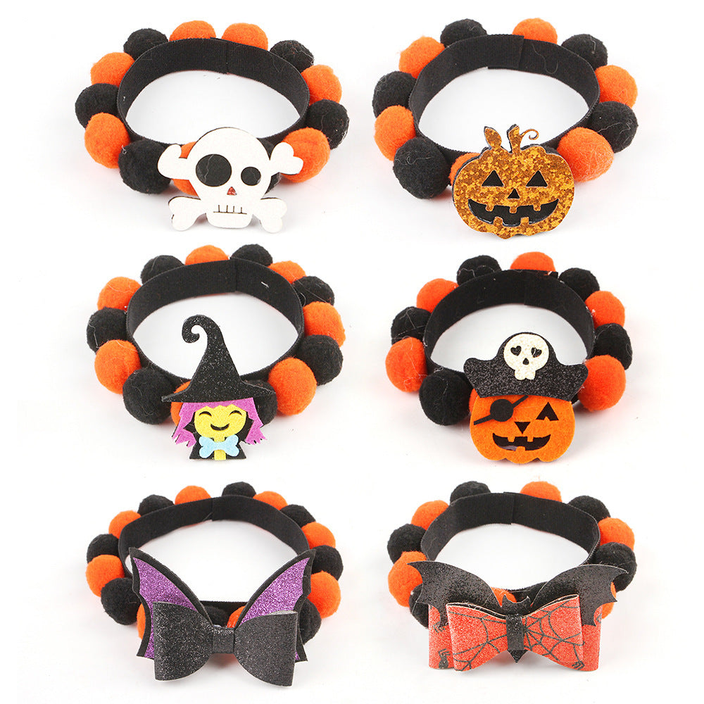 Azura | Halloween Pet Collar – Adjustable Dog and Cat Neck with Pumpkin and Skull Designs