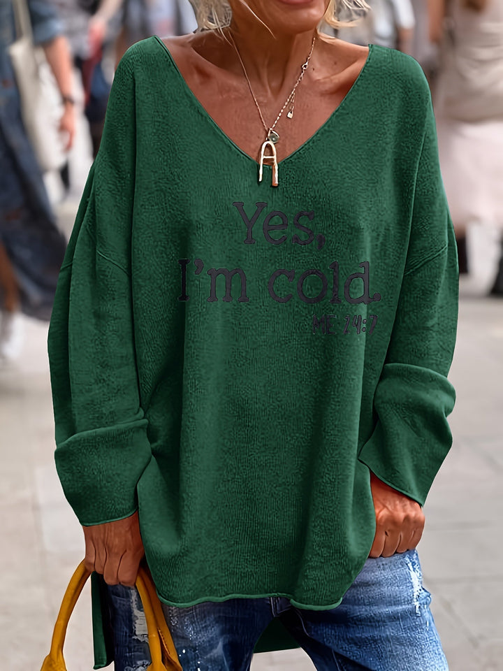 Katey - Casual Long Sleeve Sweater With Print