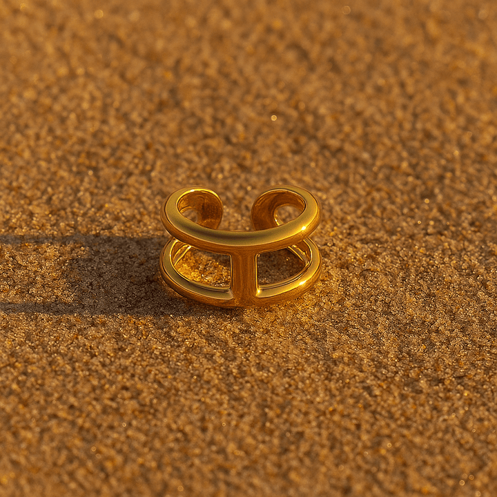 Elena Ring – Gold-Plated Architectural Design